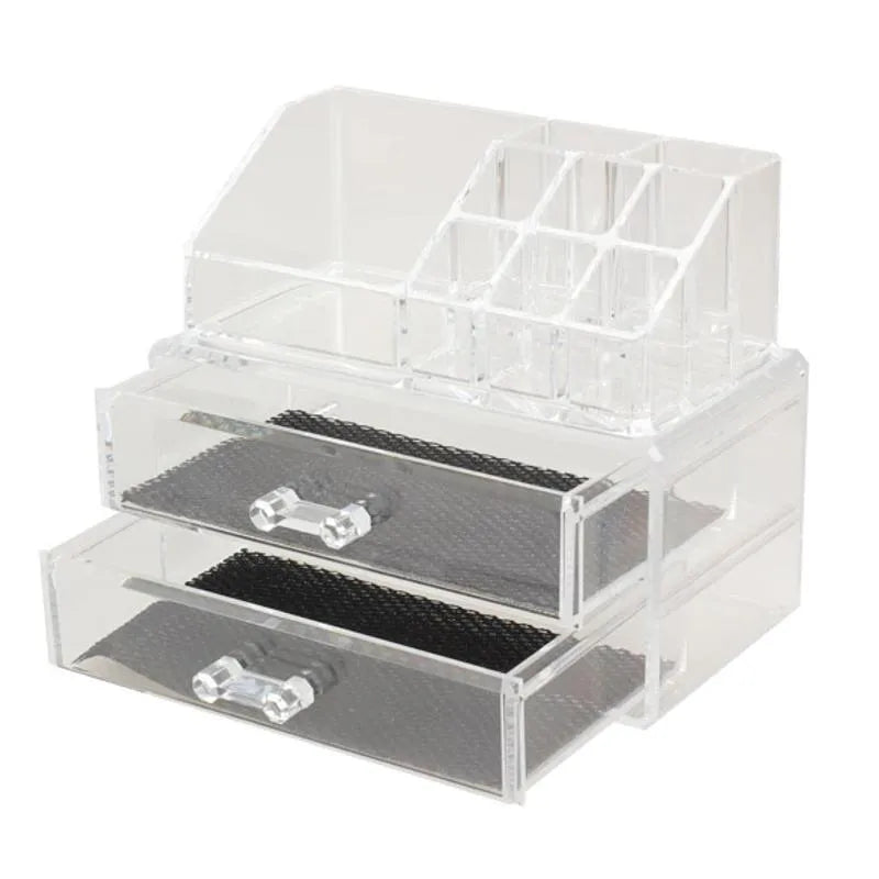 Transparent foldable acrylic storage box for cosmetics organisation with 18 litre capacity