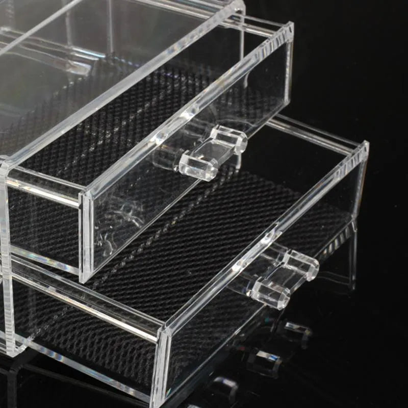 Transparent foldable acrylic storage box for cosmetics organisation with 18 litre capacity