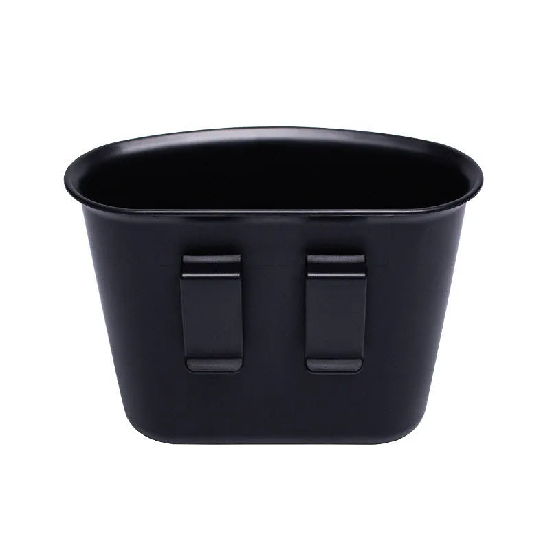Universal hanging car storage bucket in black for vehicle interior waste disposal