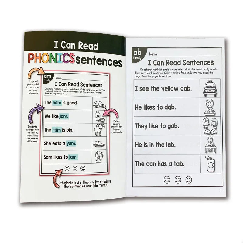 English phonics worksheet for children aged 6+ measuring 21cm by 14cm