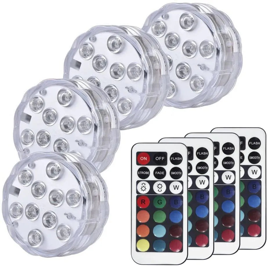 White waterproof LED diving light with remote control for pool and garden decoration