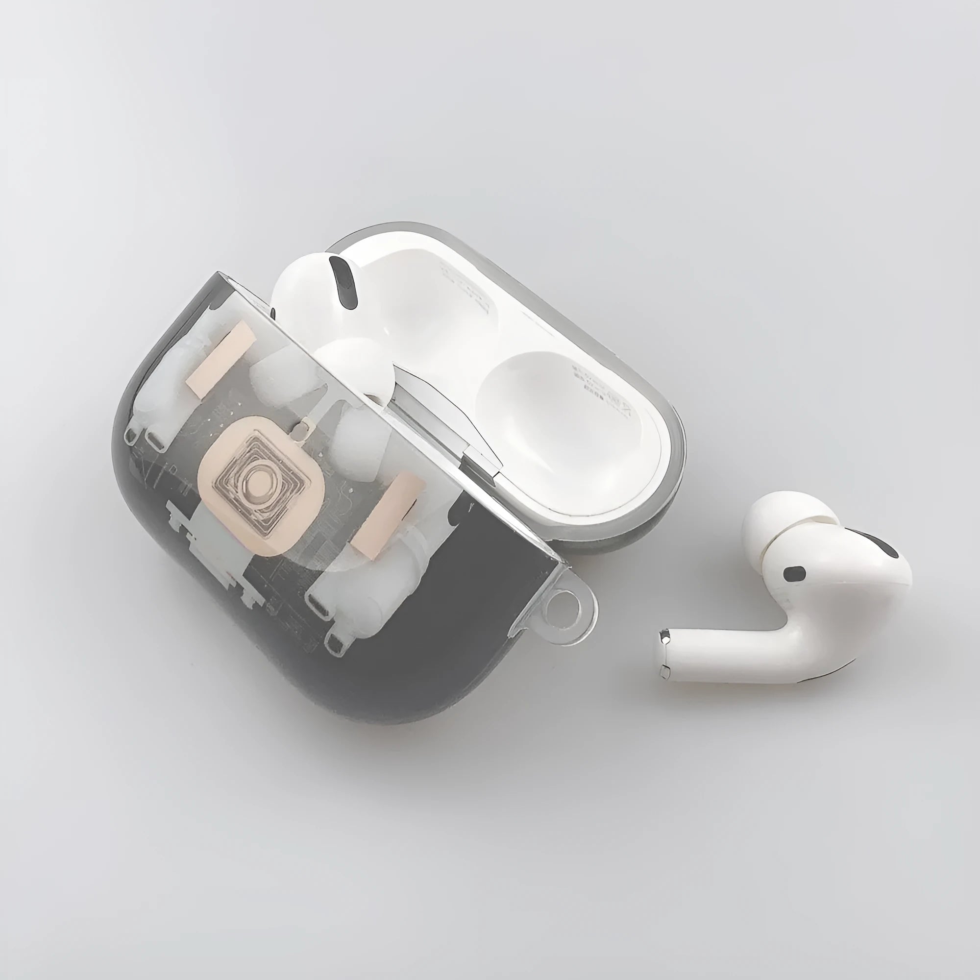 Steampunk design TPU protective cover for Apple AirPods 1, 2, and Pro with mechanical details.