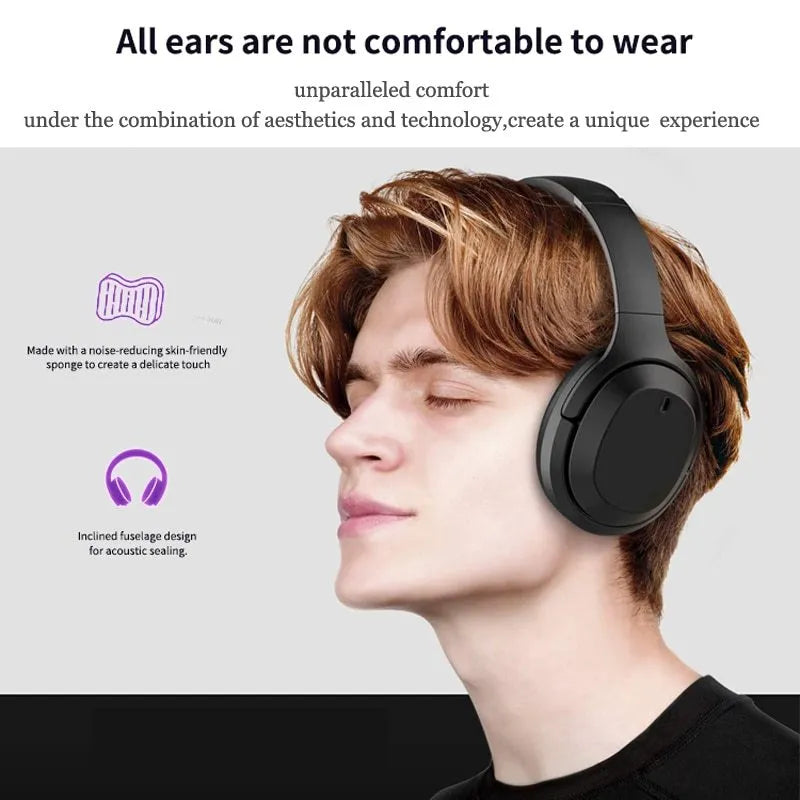 Black Gorsun E98 over-ear Bluetooth headphones with adjustable headband and memory-protein ear cushions