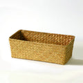 Natural straw desk storage box in brown colour for organising pens and cosmetics
