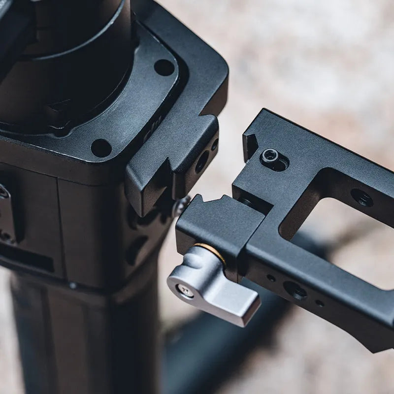 PGYTECH aluminium alloy pot holder adaptor for DJI Ronin S and SC gimbals on a tripod.