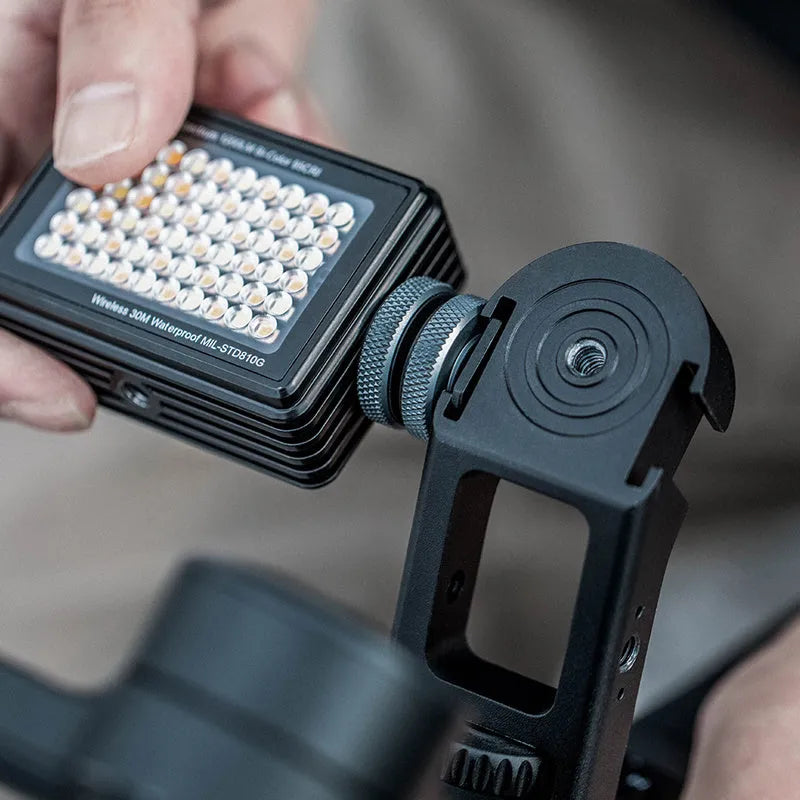 PGYTECH aluminium alloy pot holder adaptor for DJI Ronin S and SC gimbals on a tripod.
