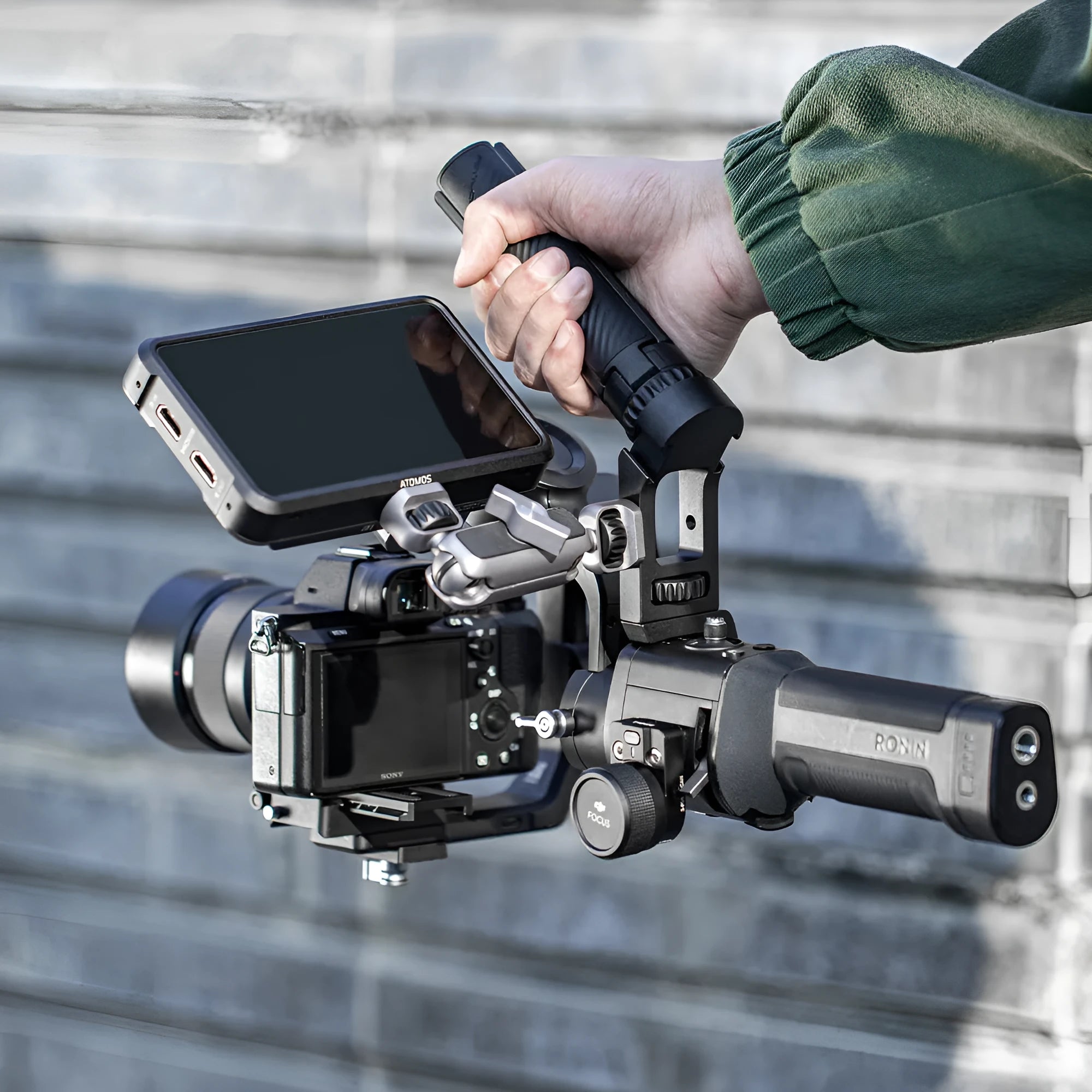PGYTECH aluminium alloy pot holder adaptor for DJI Ronin S and SC gimbals on a tripod.