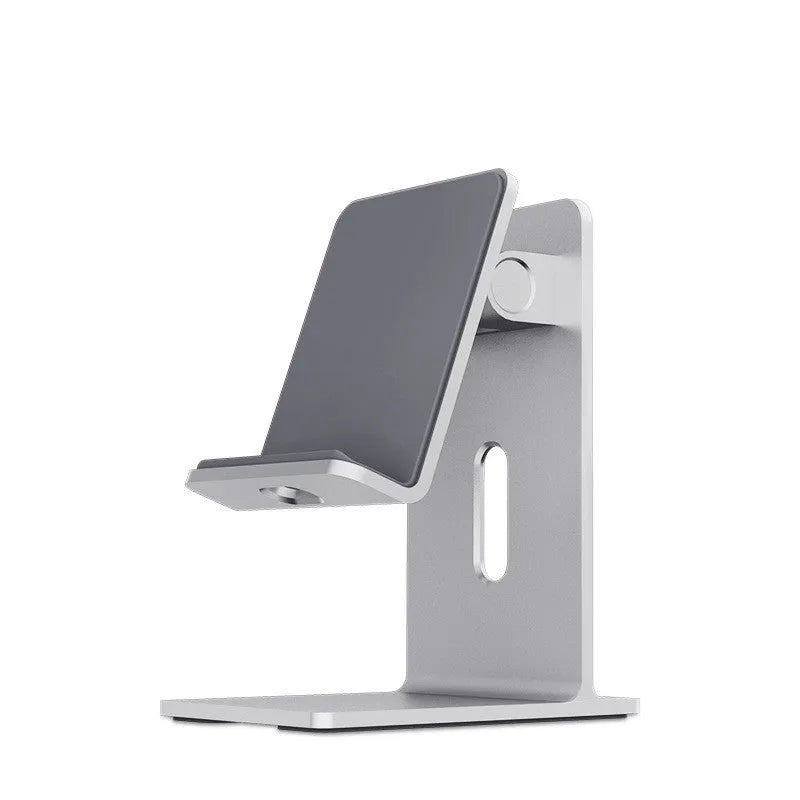 Alloy metal lazy bracket mobile phone holder on a desk, holding a smartphone.