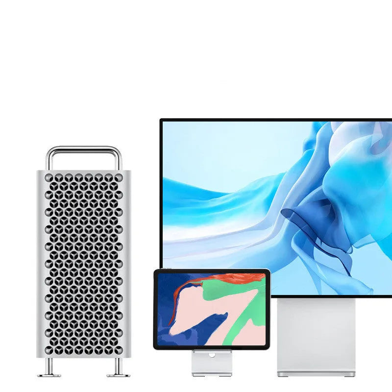 Alloy metal lazy bracket mobile phone holder on a desk, holding a smartphone.