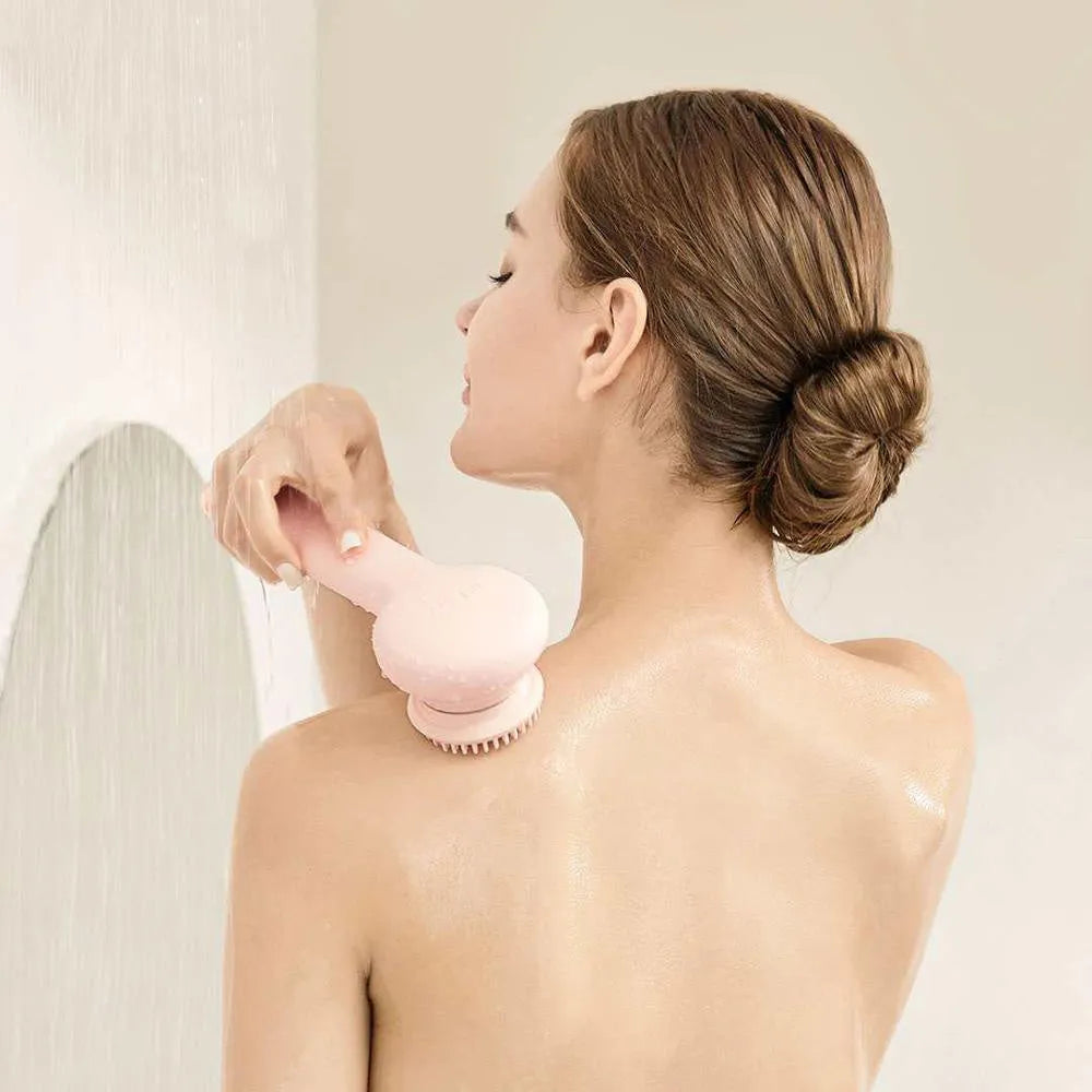 inFace CB-11D electric shower brush with four rotating heads in grey or pink colour