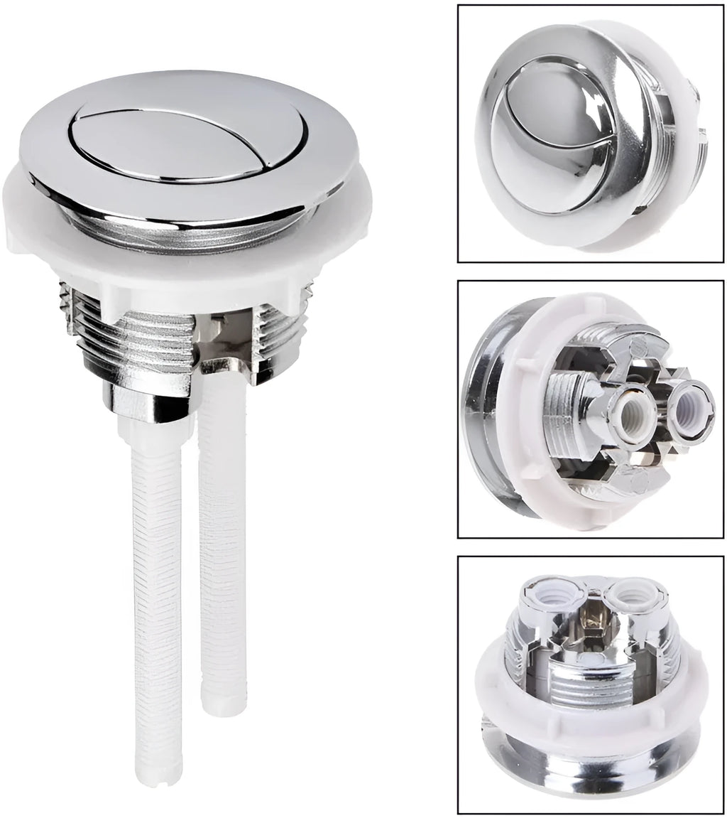 38mm round dual flush toilet button replacement made from white ABS plastic