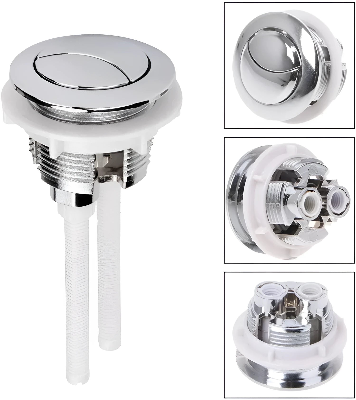 38mm round dual flush toilet button replacement made from white ABS plastic