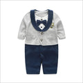 Cotton baby jumpsuit long sleeves navy blue grey patterns sizes newborn toddler