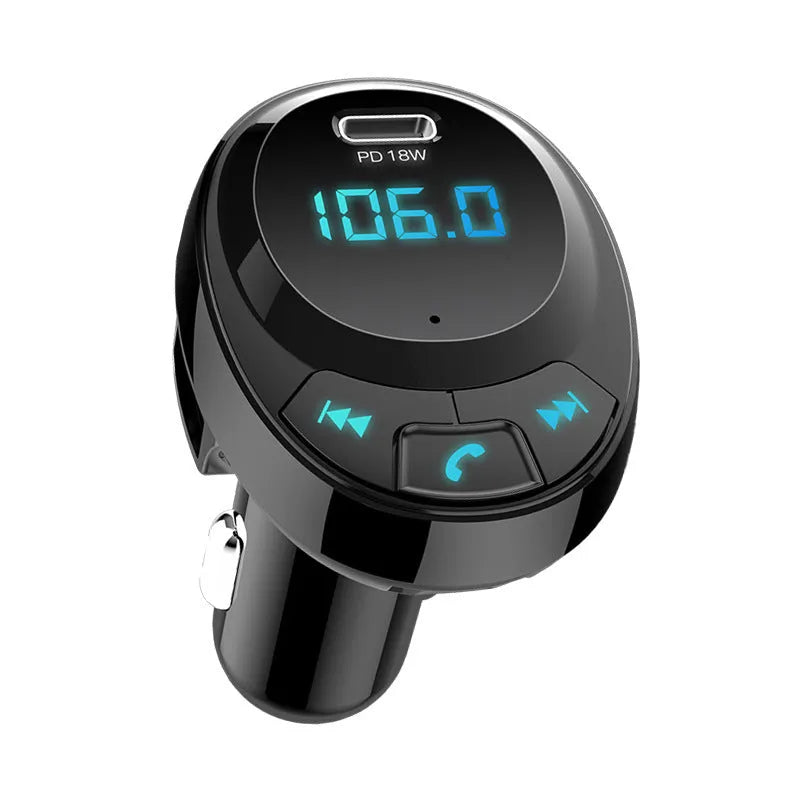 Black car MP3 player and USB charger with digital display for cigarette lighter socket