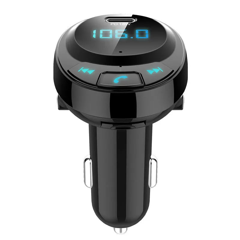 Black car MP3 player and USB charger with digital display for cigarette lighter socket