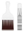 Stainless steel air conditioning fin cleaning brush with metal comb accessory for condenser maintenance