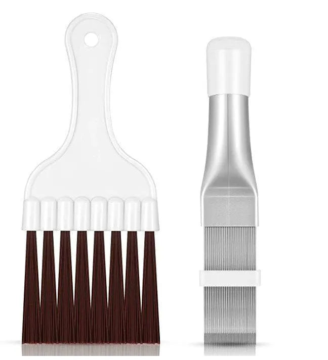 Stainless steel air conditioning fin cleaning brush with metal comb accessory for condenser maintenance