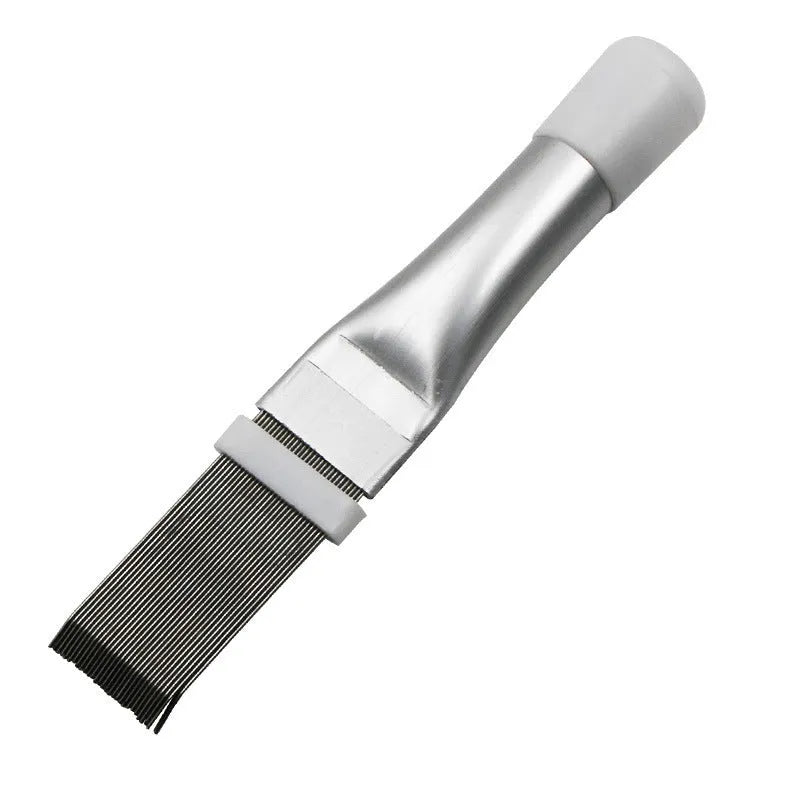 Stainless steel air conditioning fin cleaning brush with metal comb accessory for condenser maintenance