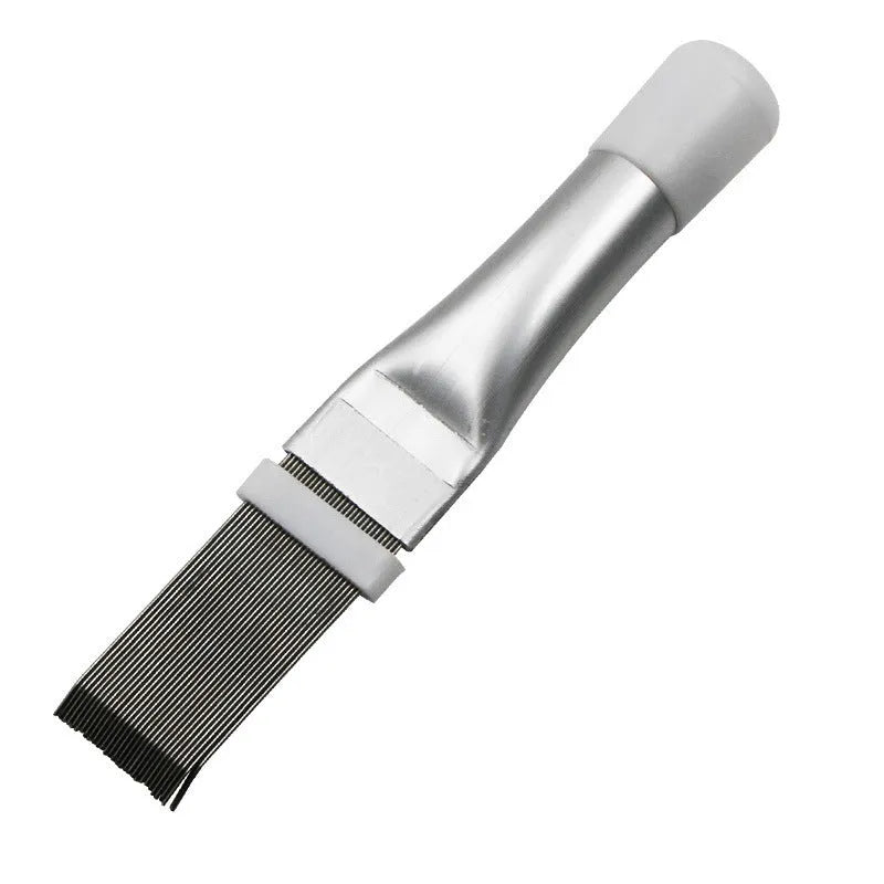 Stainless steel air conditioning fin cleaning brush with metal comb accessory for condenser maintenance