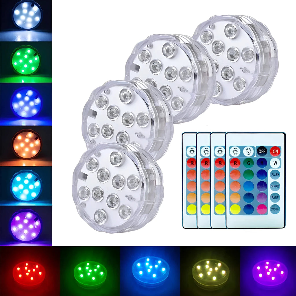 White waterproof LED diving light with remote control for pool and garden decoration