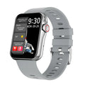 D06 smart watch with colour display and black silicone strap on a wrist, showing split screen interface.