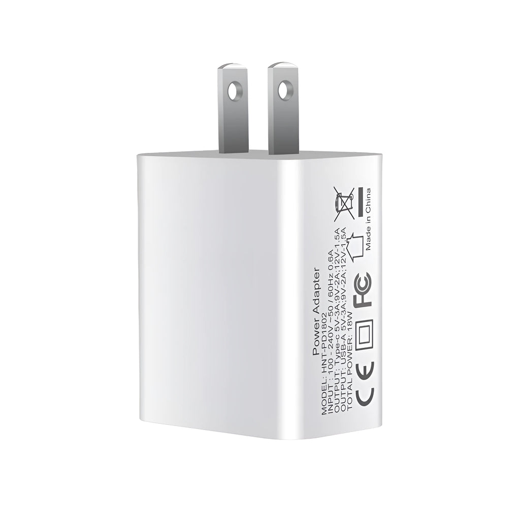 White FDGAO 18W dual USB-C PD fast charging plug for Apple iPhone 12 with EU UK US plug options