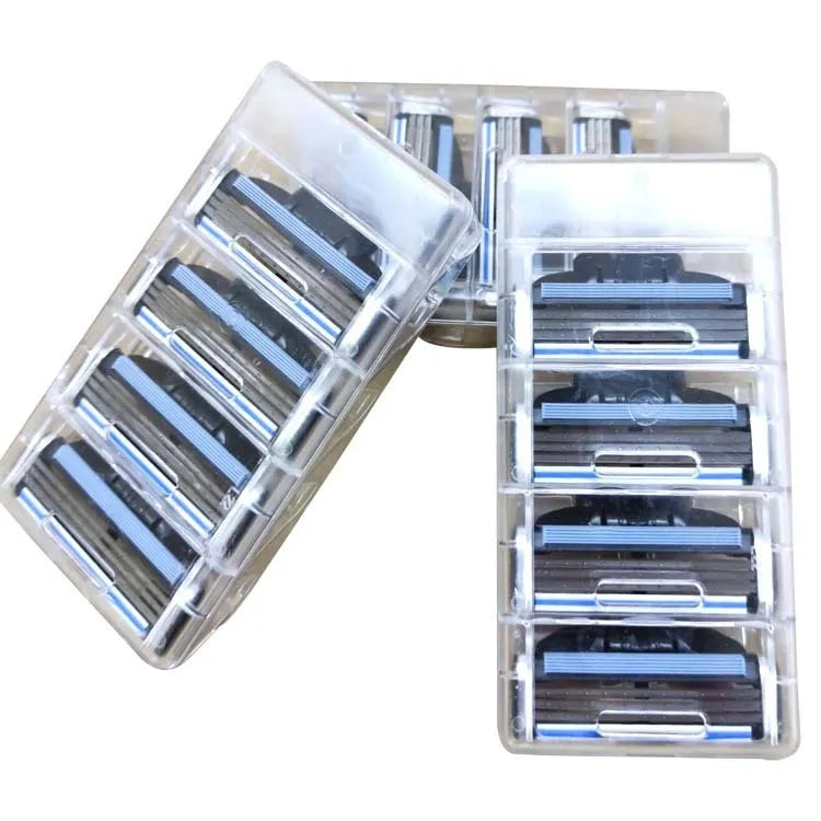 Blue Gillette Mach3 manual razor with front-loading mechanism and replacement blades