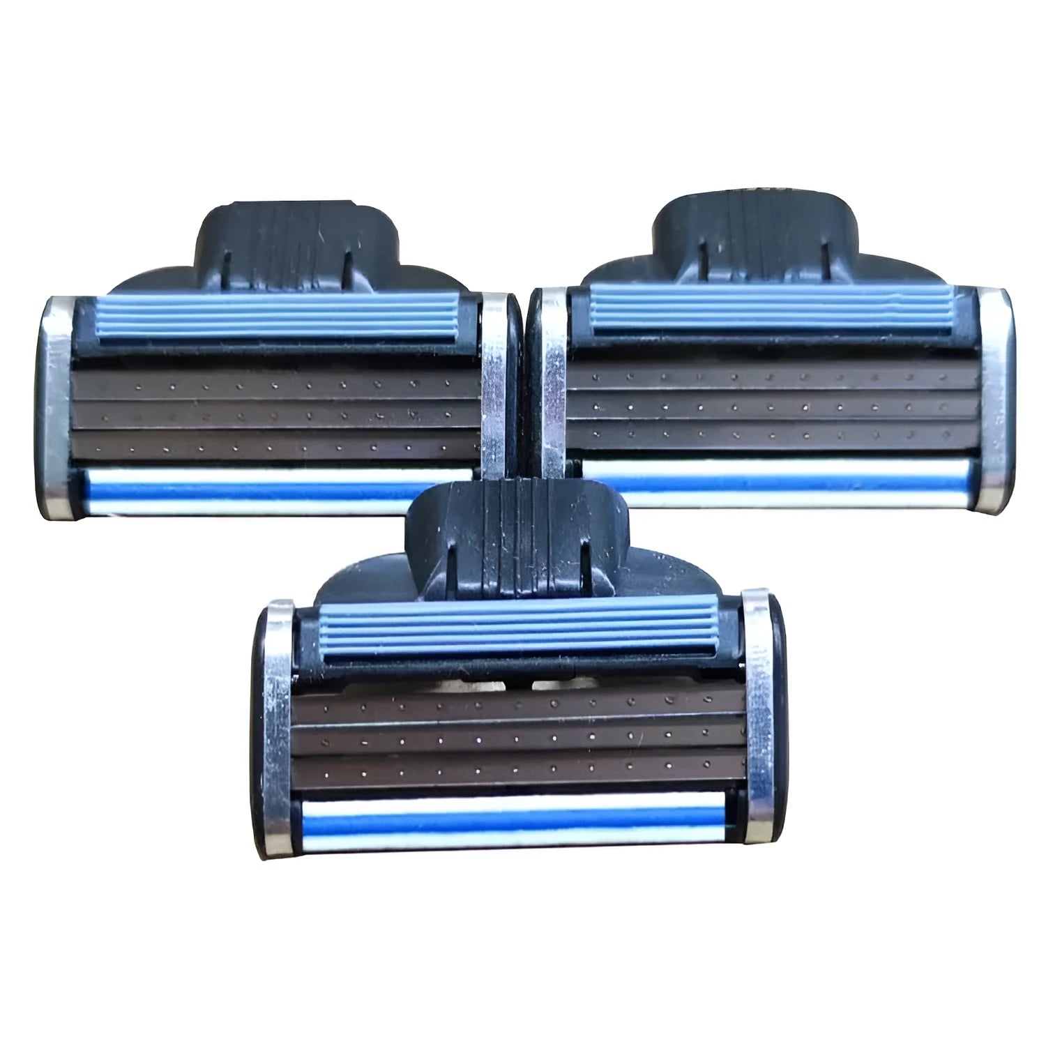 Blue Gillette Mach3 manual razor with front-loading mechanism and replacement blades