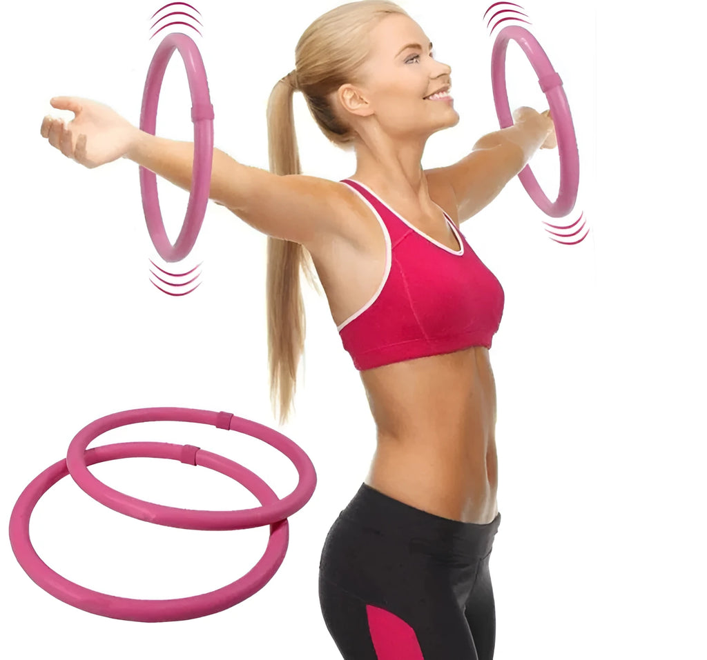 Blue arm hoop massage and exercise equipment with soft foam outer layer on a white background