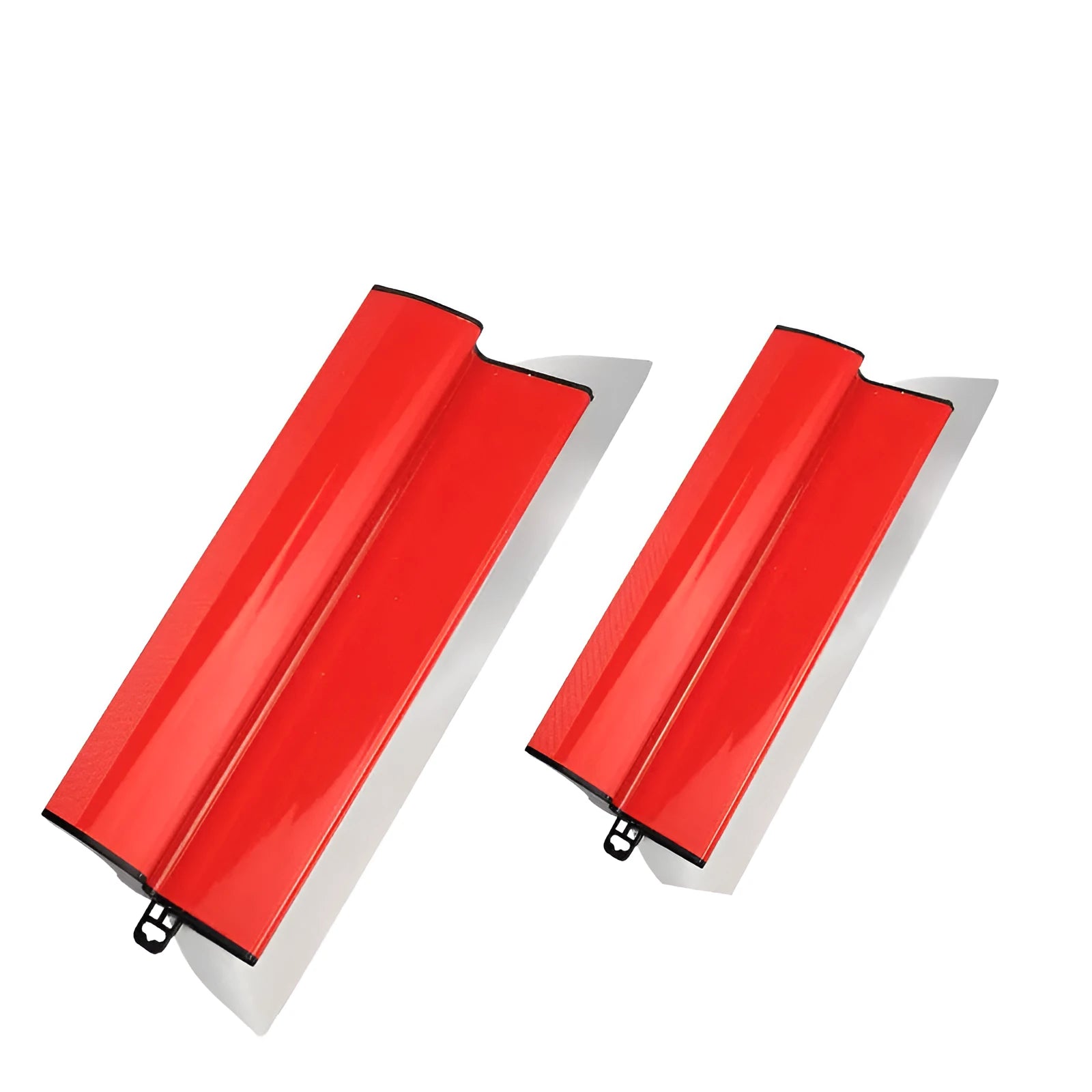 Grey wall levelling scraper with red handle measuring 40cm length