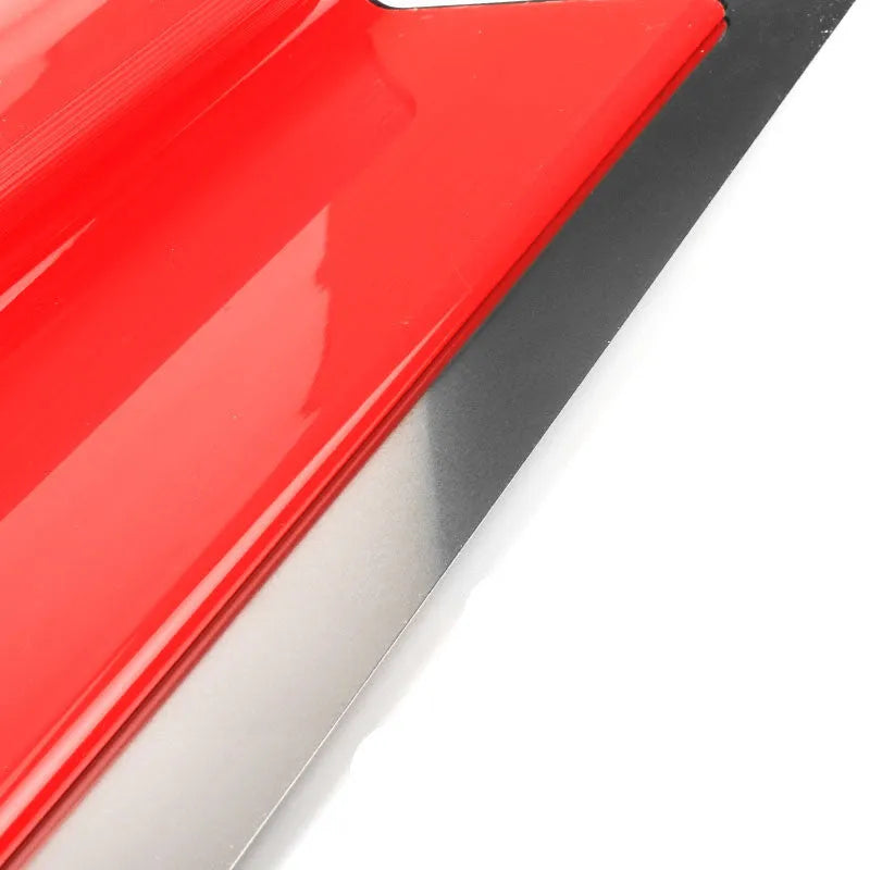 Grey wall levelling scraper with red handle measuring 40cm length