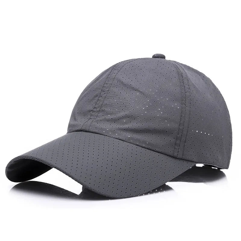 Adjustable wide brim satin baseball cap in dark grey – Korean style breathable summer sun hat
