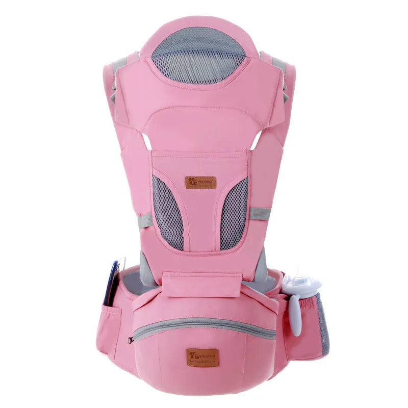 Ergonomic baby carrier 0-48 months with hipseat, front facing mode, polyester construction, 15kg capacity