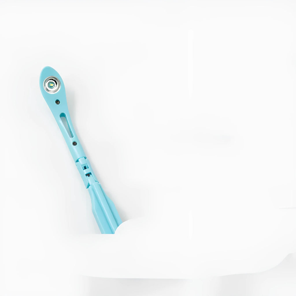 Folding book light in four colour options: yellow, green, blue, and pink with button switch control