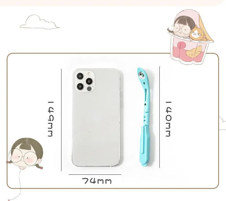 Folding book light in four colour options: yellow, green, blue, and pink with button switch control