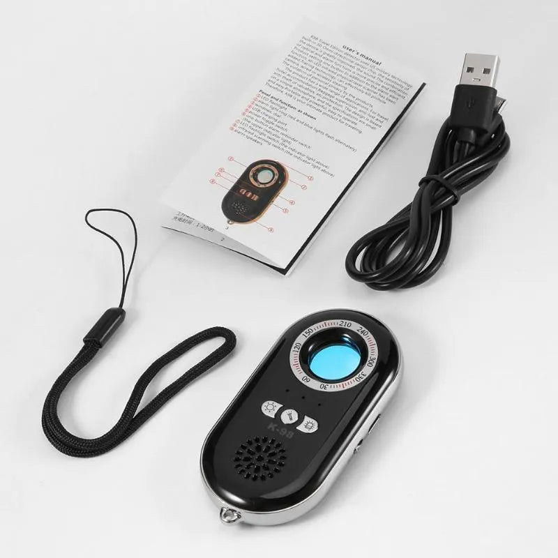 Compact wireless signal detector for travel security with vibration alarm function