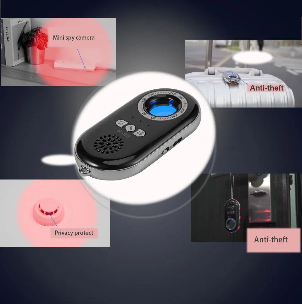 Compact wireless signal detector for travel security with vibration alarm function