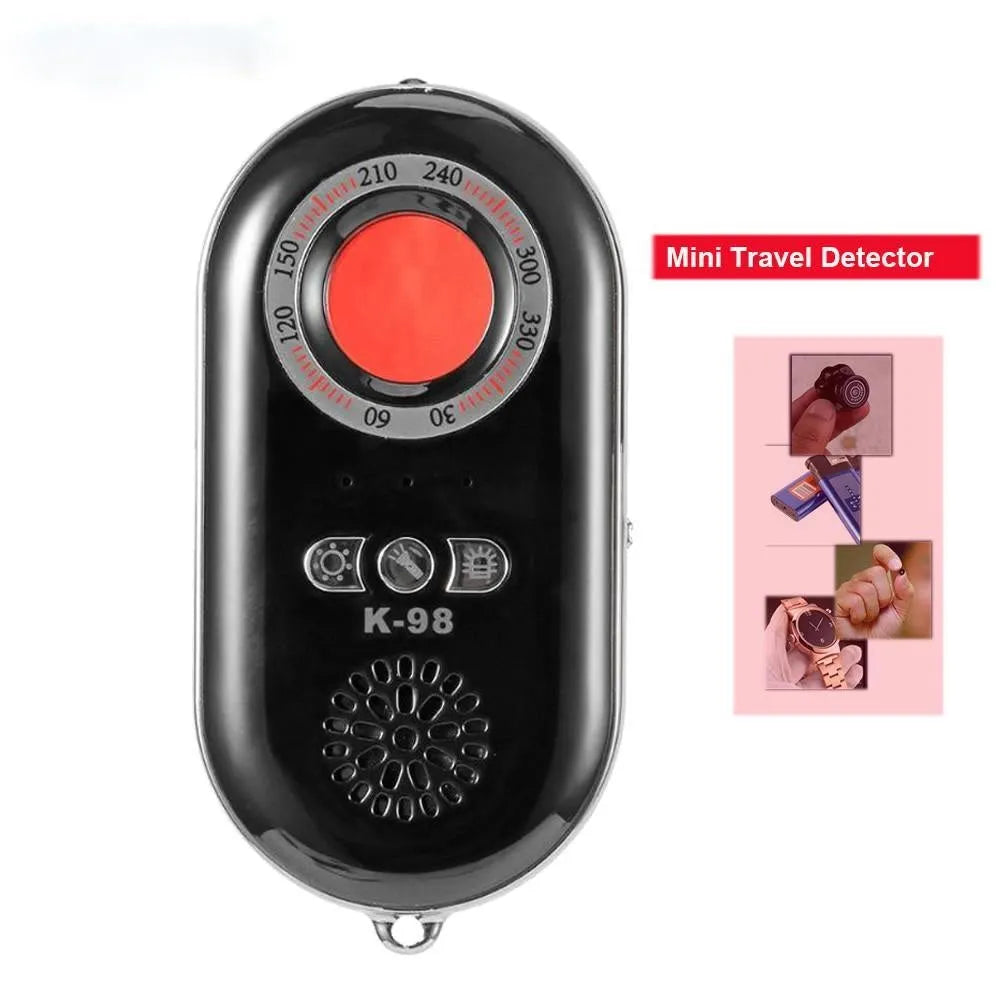 Compact wireless signal detector for travel security with vibration alarm function