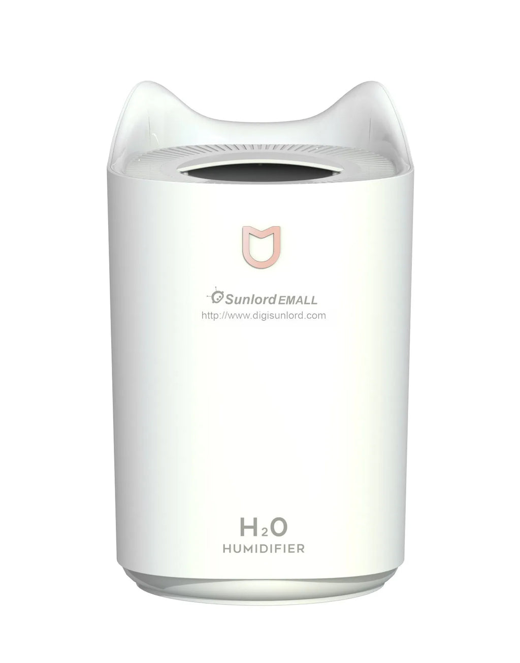 Coral Pink USB-powered humidifier and aroma diffuser with three mist outlets on a wooden table.