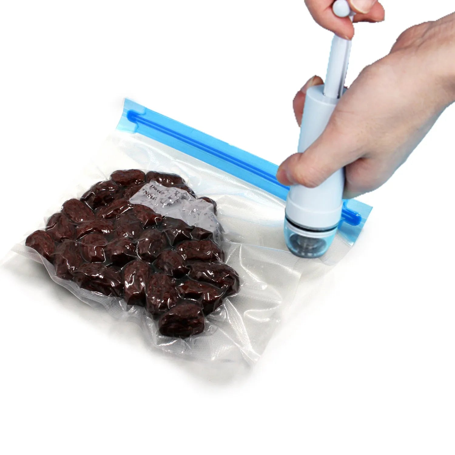 Manual vacuum compression storage bag with manual pump in green colour option