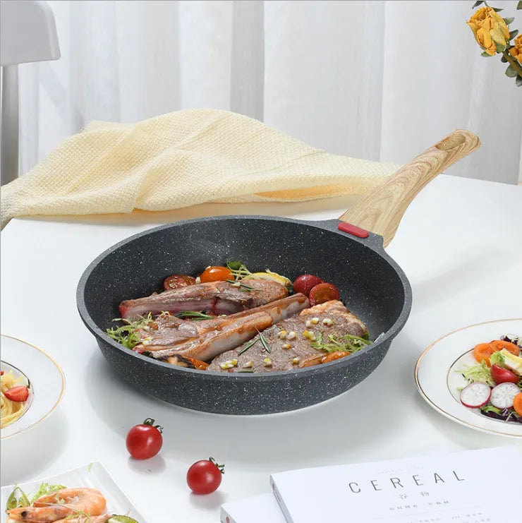 Korean style Macadamite non-stick frying pan in ashes or green colour options