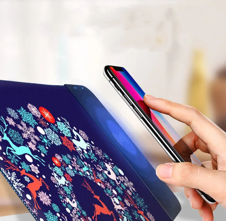 Wireless charging mouse pad with cartoon design, RGB lighting and USB cable