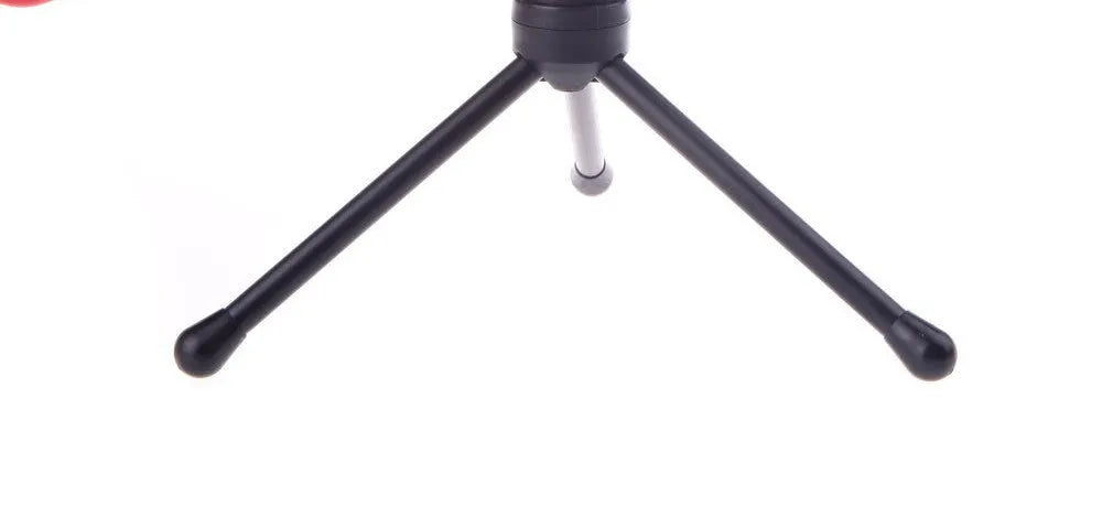 Black wired computer microphone with adjustable desk stand and clothing clip on a 1.85m cable