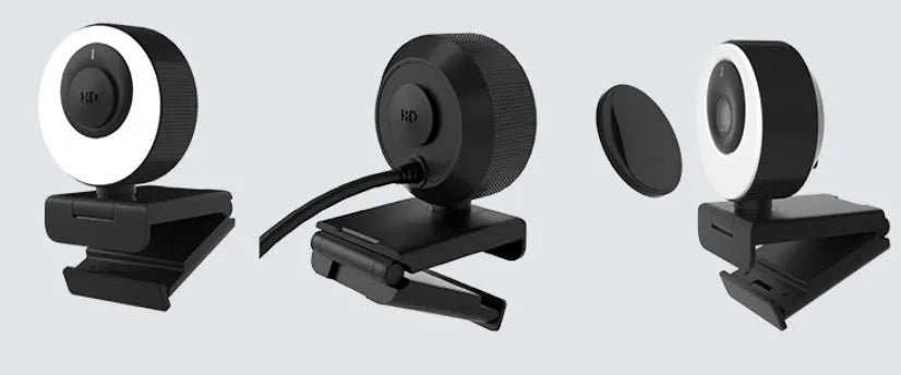 Black USB webcam computer camera with 1.7m cable for 1080p video calls