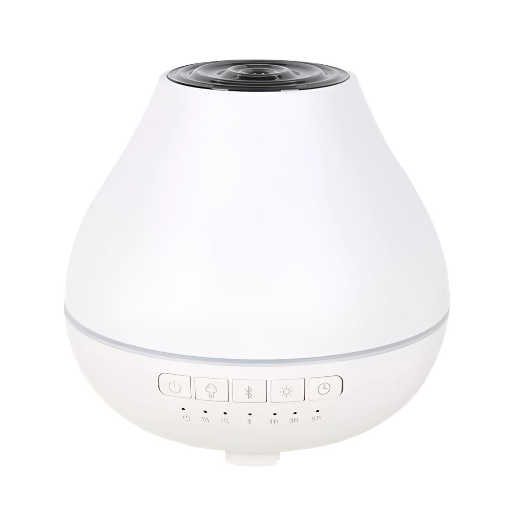 White round Bluetooth humidifier and essential oil aroma diffuser with night light