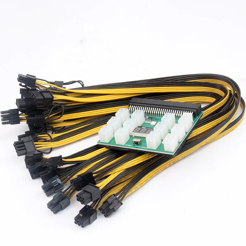 Server power conversion board to 6-pin adapter with twelve 50 cm 8-pin graphics card power cables