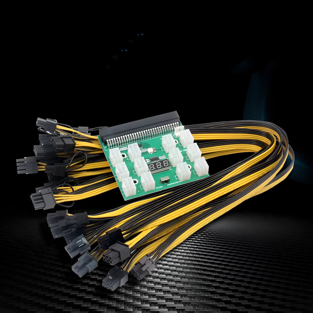 Server power conversion board to 6-pin adapter with twelve 50 cm 8-pin graphics card power cables
