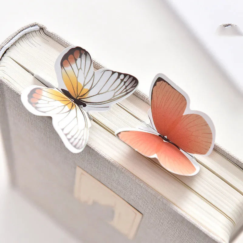 Butterfly design paper bookmark measuring 13.5 by 5.5 centimetres with colourful Japanese and South Korean stationery style