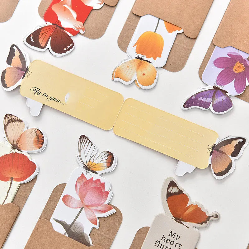 Butterfly design paper bookmark measuring 13.5 by 5.5 centimetres with colourful Japanese and South Korean stationery style