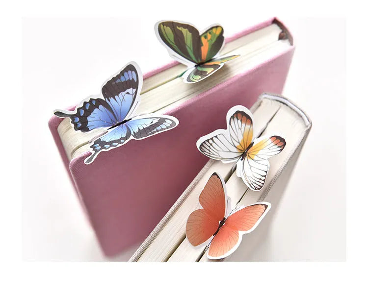 Butterfly design paper bookmark measuring 13.5 by 5.5 centimetres with colourful Japanese and South Korean stationery style